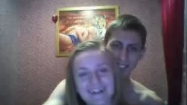 Amateur couple has fun while talking to my buddy on webcam