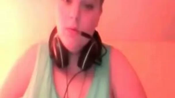 Green haired slutty amateur webcam nympho showed off her huge melons
