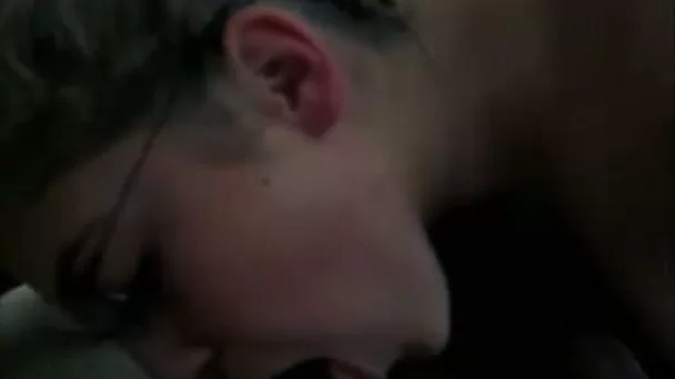 Blond haired nerdy slutty nympho did her best while sucking my dick