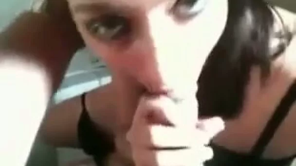 Dark haired amateur busty cutie provided me with BJ in the toilet