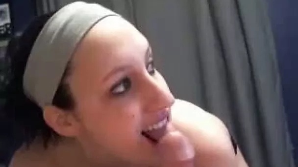 I taped the way my slutty amateur brunette babe sucked my dick