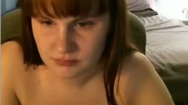 Dark haired naughty webcam nympho flashed boobies and madly masturbated