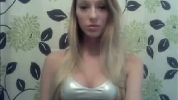 Pretty cute blondie with kissable lips posed for me on webcam