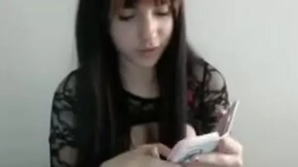 Petite and cute college girl plugs her anus in front of webcam