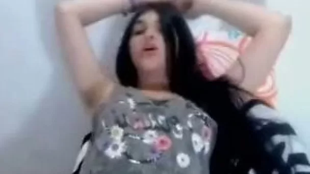 Sweet brunette teen babe flashes her tits and booty
