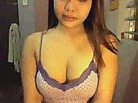 Amazing Asian teen so petite flashing her big tits on webcam