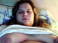 Adorable BBW teen plays with her huge tits for me on webcam