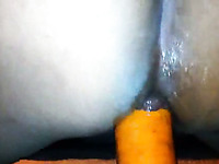 Fresh carrot makes me moan with joy stretching my tight asshole