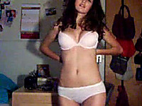 Extremely hot amateur teen in her bedroom stripteasing on webcam
