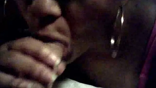 My milfie dark skin girlfriend licking the tip of my dick