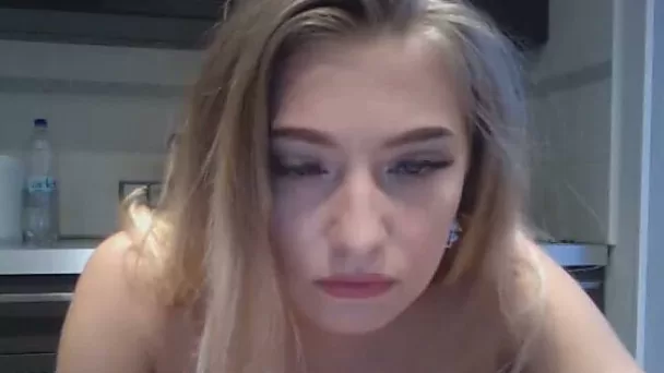 Charming lady playing with her tight pussy.