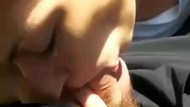My brunet girlfriend jerks off my dick outdoor and sucks it greedily