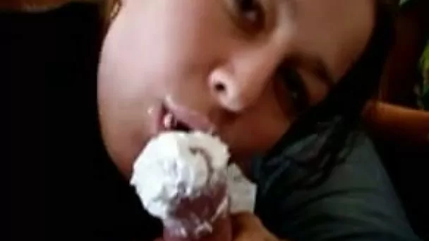 Polish chick sucks my dick and eats whipped cream from my penis head