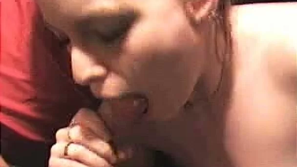 Lovely white young bitch playing with a dick of her man
