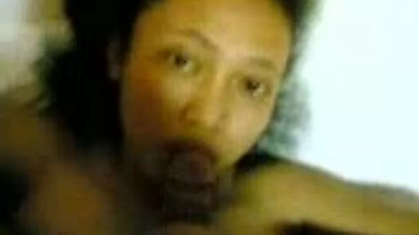 Black cutie with natural chocolate titties gives a nice head