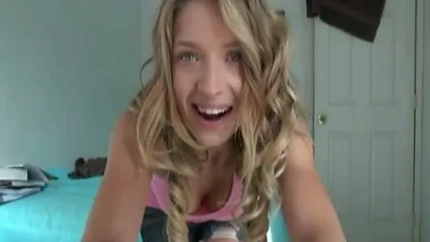 Seductive blonde teasing my dick with hot striping and crazy solo