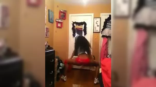 My sassy ebony girlfriend is twerking her booty