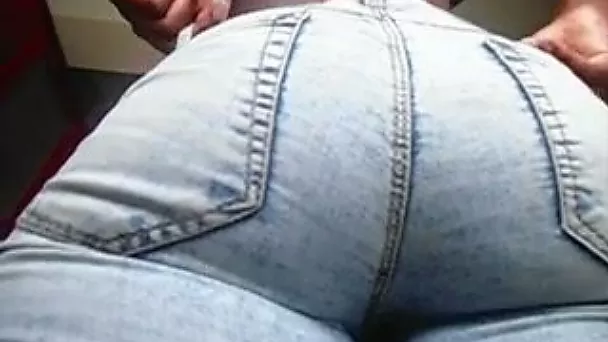 My curvy ebony chick takes off her jeans and masturbates pussy