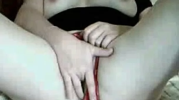 Buxom girlfriend puts her panties aside and rubs her cherry with fingers