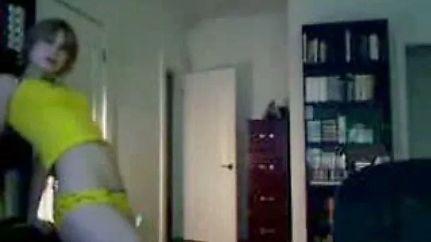 Stunning Russian teen in yellow undies dances on webcam