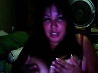 Playful BBW Latina webcam bitch licks and squeezes her melons