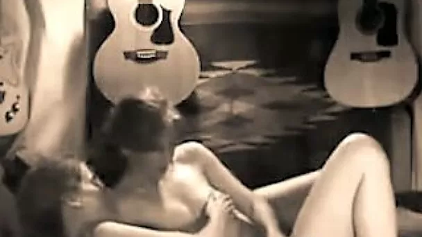 Hunky dude with big dick nails my pussy in a missionary position while he GF is watching