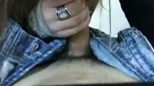 Brunette white girlfriend gives quick head on POV video