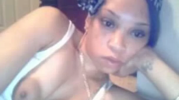 Lovely ebony girl showing me her appetizing natural tits