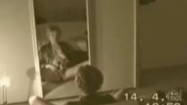 Horny ex-wife masturbating with sex toy in front of the mirror