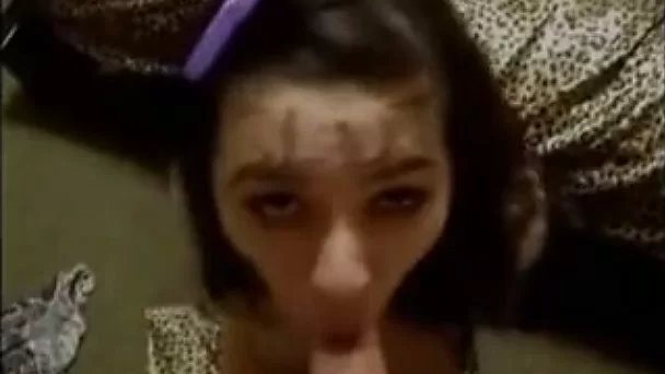 Trashy brunette teen slut sucking my dick deepthroat