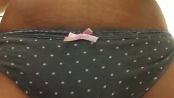 My beautiful and sexy babe takes her panties off and play with her cherry