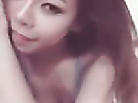 Lovely Thai GF flashes her sexy natural titties for me on webcam