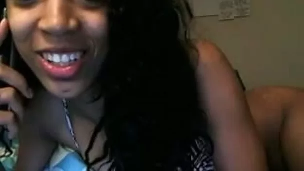 Ardent amateur all alone black hottie passionately teased her twat