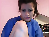All natural a bit shy amateur webcam brunette exposed her pink twat