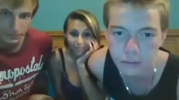 Sitting between two dudes webcam blondie exposed her boobies