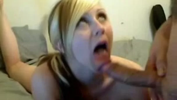 Pretty blonde gal gives me blowjob and receives a facial