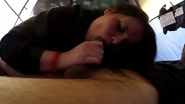 Unexperienced sweetie practices in giving head on my hard dick