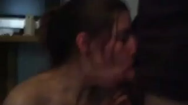 Used ugly brunette slut worked on my buddy's strong dick with her slutty mouth