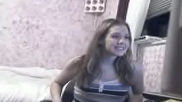 Lewd and cute amateur webcam girl tickled her own pussy for my joy