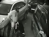 CRT cam caught a really horn-mad amateur couple fucking on parking lot