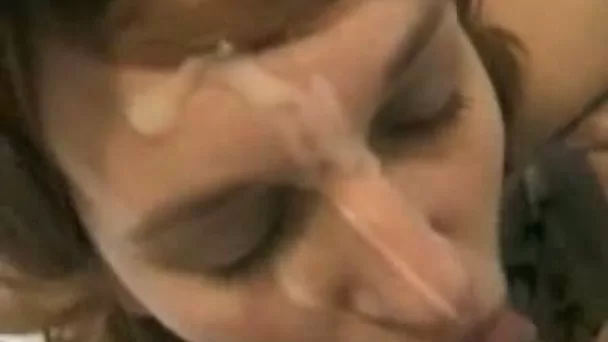 Very creamy and thick load of cum on the face of my girlfriend