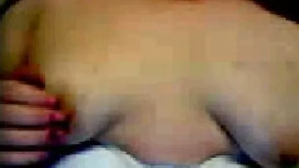 Milk skinned BBW teen plays with her saggy tits on webcam for me