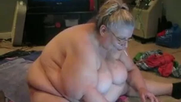 Ugly as shit fat perverted mature bitch sucks lollipop on webcam