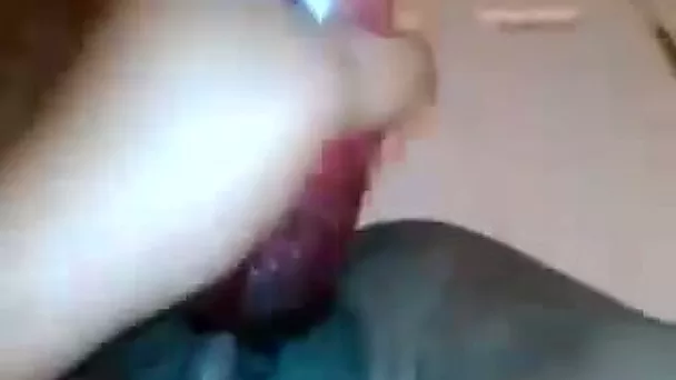 Poking my pussy with big dildo and filming it from POV