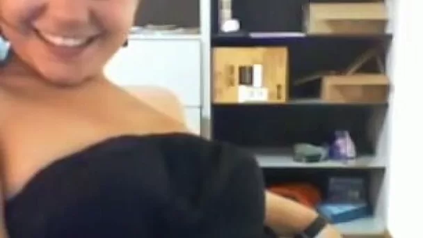 Naughty brunette girl with perky tits sucking my dick deepthroat