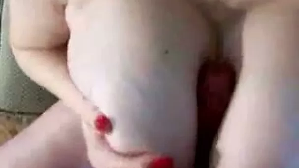 Chubby pallid chick played with her really big boobs causing my hard boner