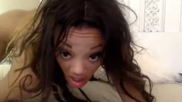 Cute black head with small tits plays naughty on webcam for me