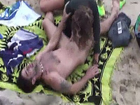 Sweet and horny white girl gives head on the beach