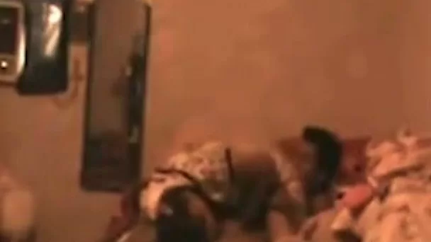 Homemade poor quality vid of lewd housewife and her man fucking in room