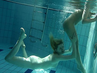 Amazing duet of hot Russian college girls in the pool